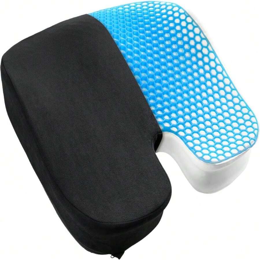 Seat Cushion For Office Chair, Gel & Memory Foam Chair Cushion, Sciatica & Coccyx Pain Relief Cushion For Long Sitting Office Workers, Car Drivers,19067672 - 黑色 - 查看 1
