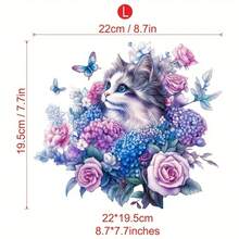 1/Pc 2/Pcs 3/Pcs Creative Cat Playing In Floral Design Heat Transfer Printing, Elegant Botanical & Animal Artwork Style, Suitable For Jacket, Coat, T-Shirt, Hat, Bag, Pillow, Socks DIY Decoration, Washable & Durable