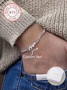 A 925 Silver Personalized Name Bracelet Custom Name Jewelry Silver Gold Name Bracelet Gift For Her Christmas Gift - Silver - View 1