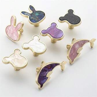 1 Pc Creative Cartoon Cabinet Door Handles Zinc Alloy Shell Dolphin Rabbit Cabinet Dresser Drawer Knobs Cupboard Wardrobe Door Pulls Furniture Door Handle Hardware
