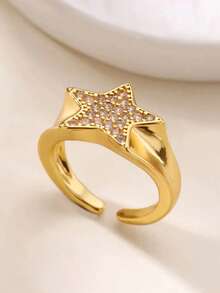 Zirconia Owl Shape Rings For Women Gold Color Geometric Owl Adjustable Finger Rings Wedding Couple Luxury Jewelry Gifts Valentine's Day Gift - Yellow Gold - View 7