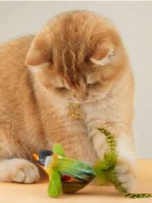 猫咪逗猫棒，带吱吱叫声的鹦鹉造型羽毛逗猫棒，互动式自玩玩具 - 彩色 - 查看 6