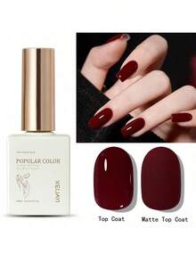 1pc Deep Red Gel Nail Polish 15ML Soak Off Glitter Gel Polish For All Seasons - Home Salon Nail Art DIY - 酒紅色 - 查看 6