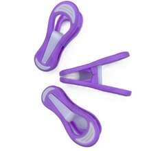 - 64 - Purple Clothes Pegs - No Metal Spring Design To Prevent Rusting, Soft Grip For A Secure Gentle Hold. Plastic Laundry Hangers - Default - View 3