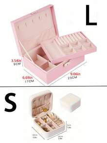 1pc Dual Layer Large Capacity Jewelry Box, Minimalist Leather Jewelry Storage Box, Portable Solid Color Rectangular Jewelry Organizer, Vanity Jewelry Box With Drawer, PU Leather Travel Jewelry Box, Convenient For Travel, Dual Layer Storage Box, Large Capacity For Earrings, Necklaces, Bracelets