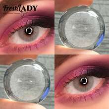 FRESH LADY Freshlady 镜片，适合在校学生，处方极光灰色彩色隐形眼镜，1 年一次性，万圣节服装角色扮演 - 淺灰色 - 查看 9