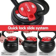 Everfit 18kg Adjustable Kettlebell Set Portable Kettle Bell Weight Dumbbells - 1 - View 5