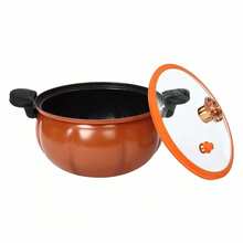 Micro Pressure Cooker - 8L Pumpkin Shaped Pot With Non-Stick Coating For Easy Cooking And Cleaning, Perfect For Home And Dorm Use - Orange - View 9