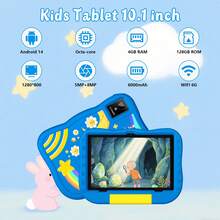 Qetupa Early Education And Enlightenment Android 14 Children's Tablet, 10.1-Inch A523 Octa-Core 4+128G, 1TB Expansion, 6000mAh Long Battery Life-It Is Very Suitable For Children's Activities During Christmas