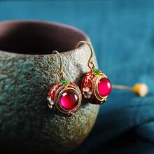 Cercei asortați în stil chinezesc vintage, cercei emailați, cercei noi la modă, potriviți pentru purtarea zilnică a femeilor