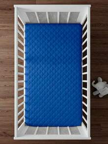Waterproof Mattress Cover For American And Standard Crib With Elastic Protector 1 Piece - 藍色 - 查看 2