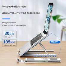 1pc New Ergonomic Aluminum Laptop Stand, Desktop Riser With Cooling, Foldable Height Adjustable Portable Support, Essential For Office, Gaming, Library, Writing Papers, Suitable For Students, Office Workers, Gamers, Researchers, Applicable In Office, Library, Study, Bedroom, Business Trip