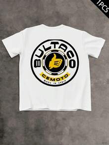 Bultaco Moto Spain T-Shirt, Men's Double-Sided Print T-Shirt, Fashion Casual, Crew Neck, 220 G/M2 Cotton (1 Piece) - 白色 - 查看 3