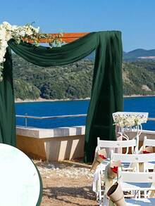 1/5/10Pcs 90*180cm/90*300cm/90*400cm Bohemian Style Green Gauze Long Tablecloth, Translucent Cheesecloth Romantic Tablecloth, Suitable For Wedding Reception Bride Holiday Birthday Valentine's Day Party Dining Table Restaurant Dressing Table Decoration, Home Decoration, Scene Decoration