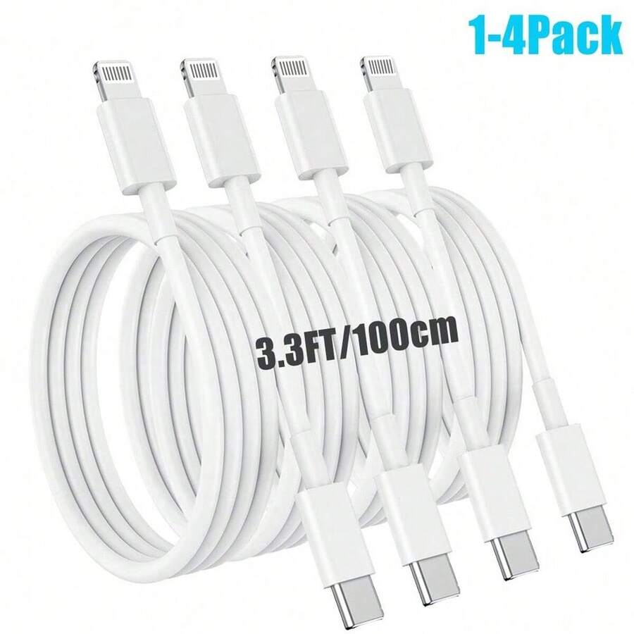 1-4入 Apple 充電線 3.3英呎(約1公尺) USB-C轉Lightning快充線,適用 14/13/12/11/11 Pro/11 Max/X/XS/XR/XS Max/8/7 (白色),相容16、16 Pro Max、15、15 Plus、15 Pro、15 Pro Max,相容小米手機,Type-C介面,MFi認證 - Usb C to Lightning 3.3FT - 查看 1