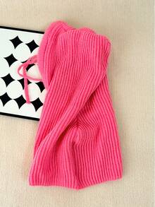 1顶女士紫红色拉法帽，带抽绳可拆卸领子，羊毛混纺保暖颈套滑雪面罩户外保暖针织帽，适合冬季防寒，颜色/款式随机发货，作为礼物赠送。 - 玫紅色 - 查看 7