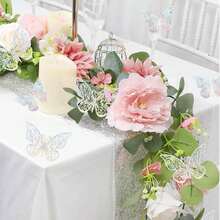 1条粉色人造玫瑰藤蔓，70.86英寸，春季悬挂式花环，绿色桉树花环，蝴蝶装饰，适用于婚礼派对背景、拱门、门廊、墙壁、楼梯、壁炉、餐桌、家居季节性装饰、母亲节礼物、毕业宿舍装饰、返校房间装饰、学习用品