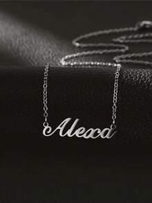 【定制产品】1件个性化简约优雅DIY名字项链不锈钢颈饰 - 定制名字不锈钢项链（仅限英文定制）时尚、秋季时尚、复古、简约、休闲、足球妈妈、老钱定制、个性化、新年魅力 - 彩色 - 查看 7