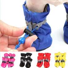 4Pcs/Set Waterproof Pet Dog Shoes Anti-Slip Rain Boots Footwear For Small Cats Dogs Puppy Dog Pet Booties Pet Paw Accessories - Black - View 3