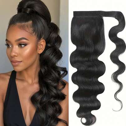 Extensión de cabello postizo de 30 pulgadas con ondas corporales, 90g, #1B negro natural, 100% cabello Remy, pieza única de cabello postizo para mujer