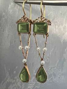 1 Pair Of Vintage Pearl Water Drop Alloy Women's Earrings, Suitable For Women's Daily Leisure Party Travel Jewelry Accessories - Nhiều màu - Xem 10