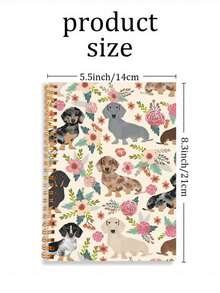1 Cute Dachshund Spiral Notebook With Floral Design - Durable Cover Perfect For Work, School, Journaling, Gifts, School Supplies | Floral Design Notebook | School Notebook With Easy Page Turns