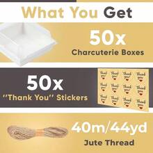 50 Pack Small Charcuterie Boxes With Lids - To Go Paper Charcuterie Box, Disposable Food Containers, 5Inch Dessert Boxes - Sandwich, Cookie, Sushi, Cake Slice, Strawberries Brown - trắng - Xem 3