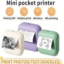 1pc Student Learning Portable Mini Pocket Printer, Home Small Photo Label Printer, Wireless High-Definition Printing, Clear Content, Compact And Convenient, Instant Capture, Search And Print, Record Wonderful Life Anytime, Perfect Gift For Friends On Birthday, Christmas, New Year - Multicolor - View 4