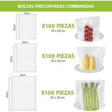 3 PCS Bolsas para Congelar Alimentos,Selladoras al Vacío de Bolsas 28CM*500CM,Tamaño Personalizado,Sin BPA,Multifuncional Bolsas al Vacio,Selladora de Bolsas Preparación de Comidas,Sous Vide,Cocinando - 300 piezas 18*25 cm + 20*30 cm + 25*35 cm - Ver 10