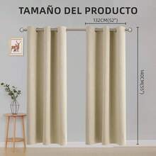 Cortinas Blackout para Recamara Cortas,Cortinas para Recamara Reducción de Ruido,Cortina con Ojales en la Parte Superior,Suave 100% Poliéster Tela Impermeable,2 Paneles, 132x140cm - Gris-1.32*1.40m - Ver 12
