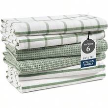 Juego de toallas de cocina y paños de cocina LANE LINEN - Paquete de 6 paños de cocina de algodón, 18"x 28", toallas suaves para la cocina, paños de té, toallas de cocina premium, toallas de limpieza de secado rápido - Negro - 06: Rojo - Ver 13