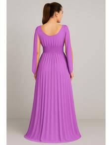 Women Long Dresses - 紫丁香色 - 查看 3