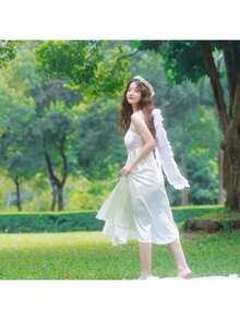 1pc Natural Feather Material White Angel Wings Set, Perfect For Holiday Angel Costume, Photo Shoot, Stage Performance And Cosplay Props (Since It's Made Of Natural Feathers, There May Be Slight Imperfections In The Craftsmanship And Product, Such As Some Dirt, Dust, Glue Marks And Glue Overflow, Which Is Normal) - Multicolor - View 10