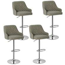 VECELO Set Of 4 PU Leather Bar Stools With Arms & Footrest - 22.1"-30.3" Adjustable Swivel Stools, 330lb Heavy Duty Kitchen Island Stools - Diamond check - 查看 12