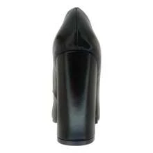 Zapatilla Casual De Punta Negra Con Tacón Grueso 10 Cm - Negro - Ver 6
