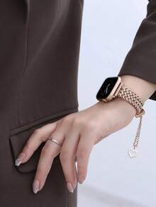 Curea de lux din oțel inoxidabil compatibilă cu Band 38mm 40mm 41mm 42mm 44mm 45mm 46mm 49mm, brățară de schimb metalică reglabilă pentru femei cu pandantiv în formă de inimă pentru I Watch Series 9/8/7/6/5/4/3/2/1/SE/Ultra