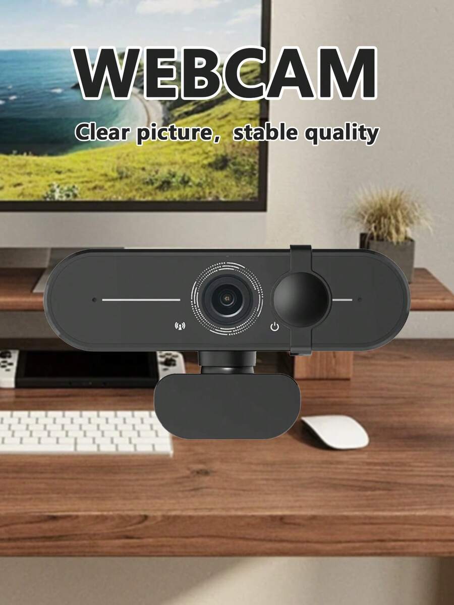 HD USB Webcam With Privacy Lens Cover And Mounting Clip