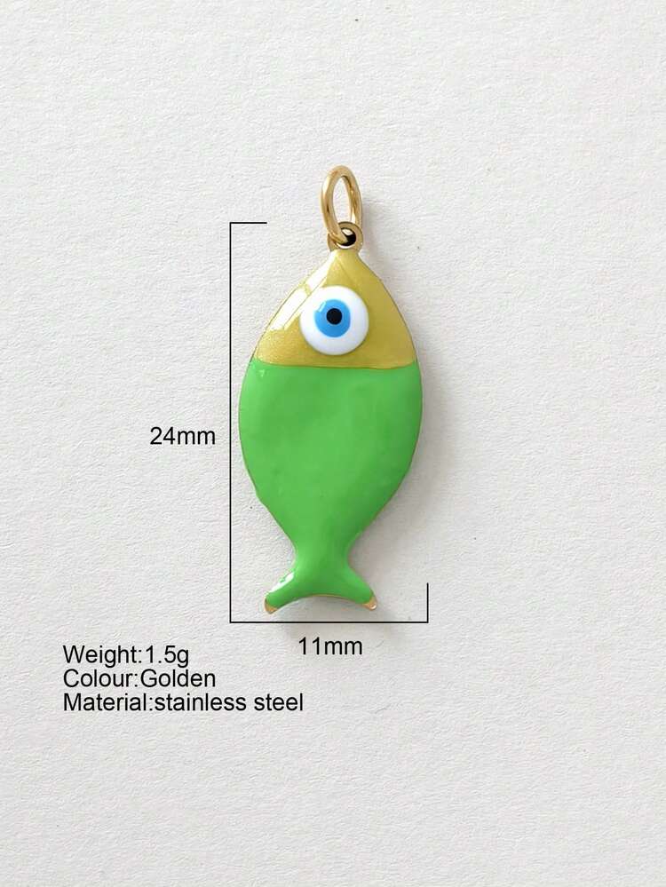 1 件可爱不锈钢鱼形装饰配件、DIY 吊坠、日常佩戴 - 彩色 - 查看 20