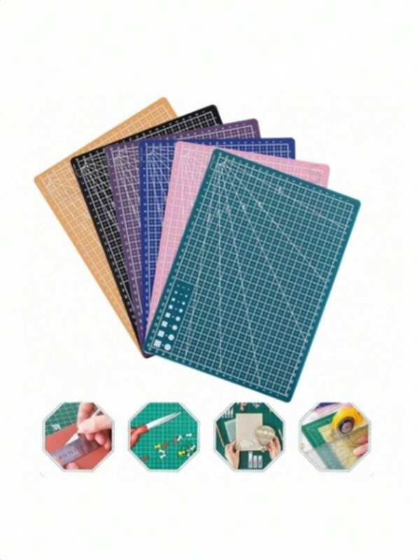 1 Piece Of Colorful Stationery Tool Cutting Mat Board, 1.4mm Thickness, A3. Art Carving Board, For Hand-Made Stickers, Carving, Double-Sided Cutting Board, Carving Examination Special Tools, Waterproof Cutting Mat Board, Clear Grid Lines, And With Angle Lines, Can Be Cut And Measured Without Ruler And Meter (Color Is Random)