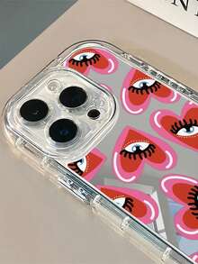 1pc Red Heart Eye Makeup Mirror Phone Case, 1.5mm PC Hard Shell 2-In-1 Full Coverage Airbag Anti-Drop, Precise Cutouts, Suitable For IPhone 16/16 Pro/16 Plus/16 Pro Max/ 17/17 Pro/17 Air/17 Pro Max/15/11/12/13/14/16E/15 Pro/14 Pro/13 Pro/12 Pro/11 Pro/15 Pro Max/14 Pro Max/13 Pro Max/12 Pro Max/11 Pro Max