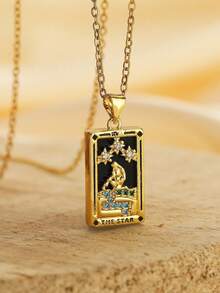 原创新款女王魔术师月亮项链无锈蚀不锈钢首饰 18K 镀金装饰