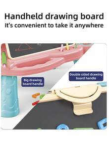 Pizarra blanca y pizarra negra de doble cara (tablero de dibujo 2 en 1 para niños + tablero de dibujo para enseñar) - Herramienta de dibujo interactiva para padres e hijos, adecuada para niños y niñas, útil como regalo de Navidad/Halloween/Pascua/cumpleaños