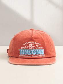 1pc Vintage Washed Embroidered Letter Soft Top Baseball Cap, Retro Style Adjustable Snapback Hat