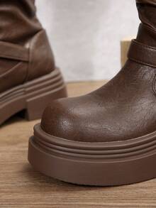 Fashion Reversible Thick Sole Tall Boots For Women, Autumn/Winter New Chunky Heel Over-The-Knee Riding Boots - Brown - View 9