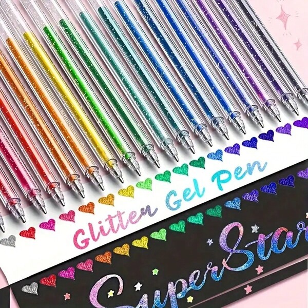 1 pièce Stylo gel pailleté changeant de couleur avec des étoiles scintillantes, stylo surligneur pour le dessin, la peinture, le journaling, 12/24/36 couleurs