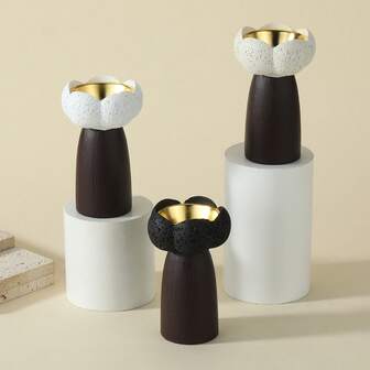 1pc Resin Incense Burner With Wooden Base, Modern Petal Design Incense Holder, Aromatherapy Accessory, Resin Incense Burner Craft, Suitable For Home Decor, Bedroom, Tea Room, Living Room, Dining Room, Cafe, Office, Yoga Studio, Parties, Candlelight Dinners, Atmosphere Decoration, Festivals, Back To School, Graduation, Winter, Wedding Favors, Souvenirs