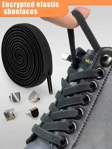 QKC 1 Paar Schnürsenkel, 2 Gummibänder, 4 Schnallen, einfarbige klassische Schnürsenkel geeignet für Freizeitschuhe und Sneaker