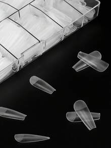 504 pezzi di punte per unghie a forma di bara, toppe per unghie in acrilico senza cuciture in opaco/trasparente/bianco latte, adatte per unghie finte, 10 misure per uso fai-da-te a casa e in salone, punte di alta qualità, arte di unghie, unghie finte per manicure fai-da-te e saloni di bellezza