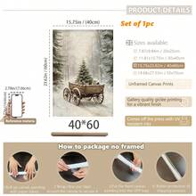 1 szt., płótno ścienne, dekoracje świąteczne, oprawione ozdoby świąteczne, śnieżny zimowy krajobraz, Święty Mikołaj, wystrój świąteczny w stylu rustykalnym, wystrój bożonarodzeniowy w stylu vintage, bałwan, choinka, pociąg świąteczny, dekoracja pokoju bożonarodzeniowego, wystrój salonu