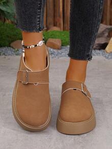 Damen Große Größen Metall Schnallen Stilvolle Frühling/Herbst Neue Bequeme Slip-On Mule Pantoffeln, vielseitige hochwertige einfache Loafers